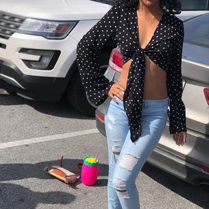 Cute polka-dot shirt!